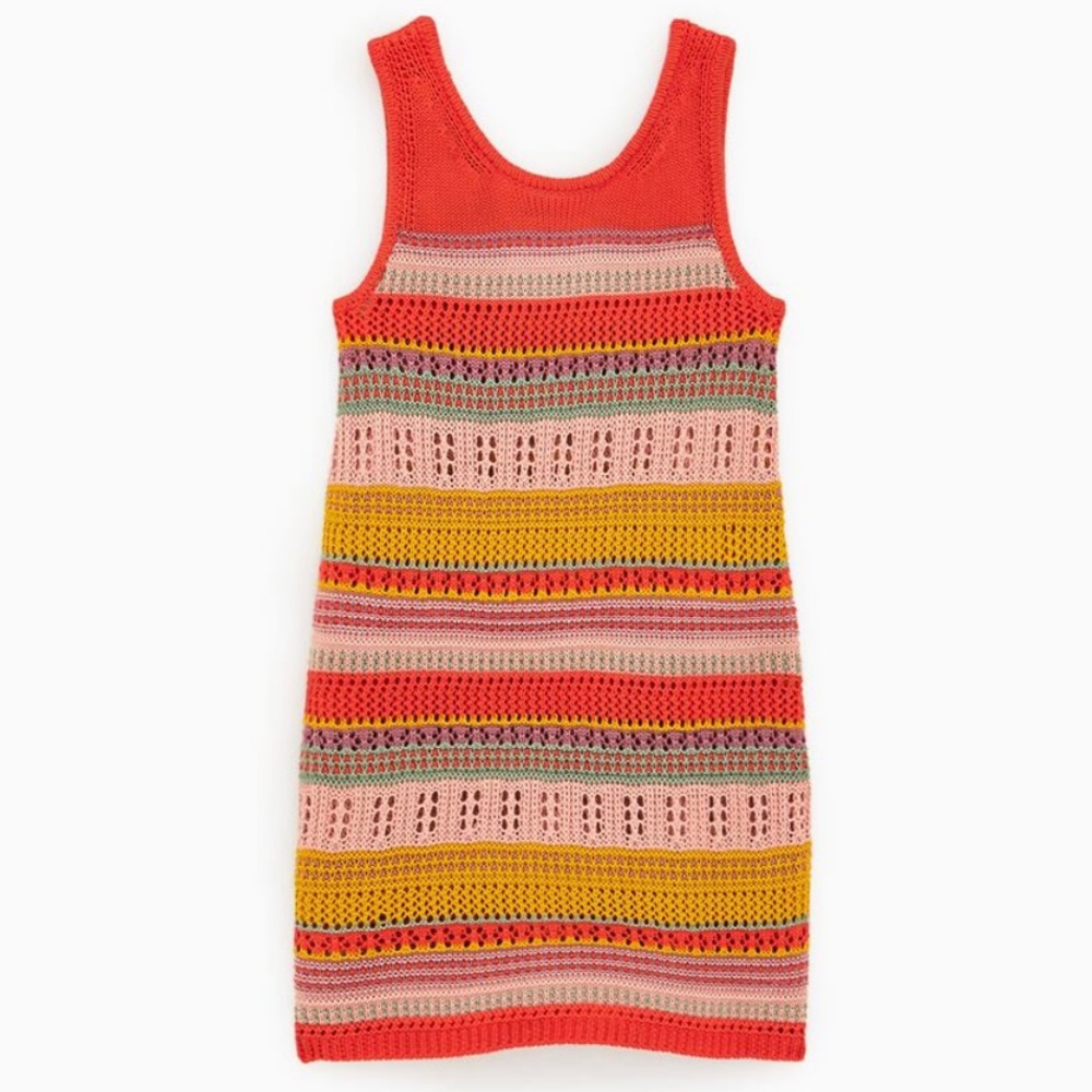 NWOT Zara Girls striped crocheted dress, size L